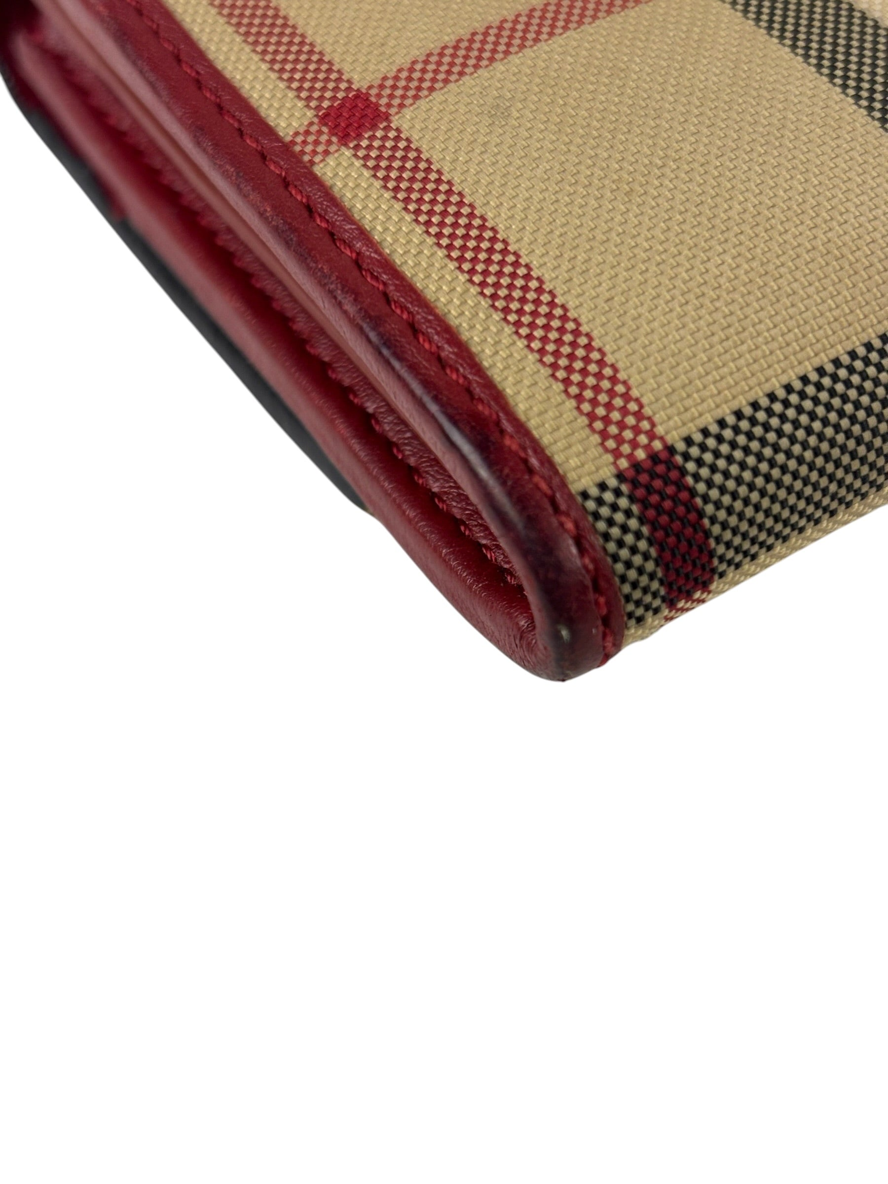 Burberry Red Leather House Check Continental Long Wallet