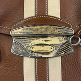 Prada Lizard Pushlock Flap Brown Vitello Daino Shoulder Bag