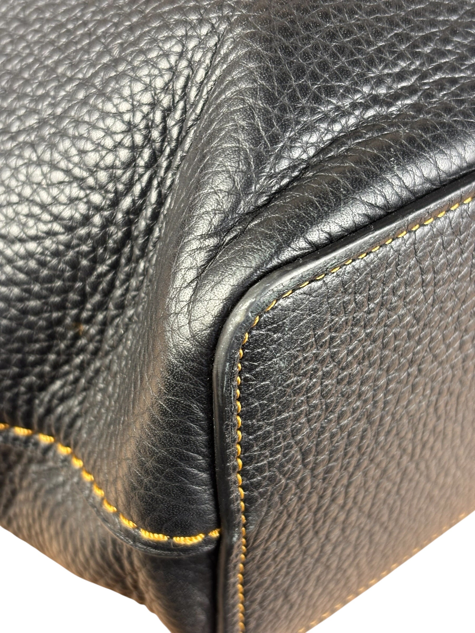 Coach Pebbled Leather Shoulder Bag Black Turn-Lock