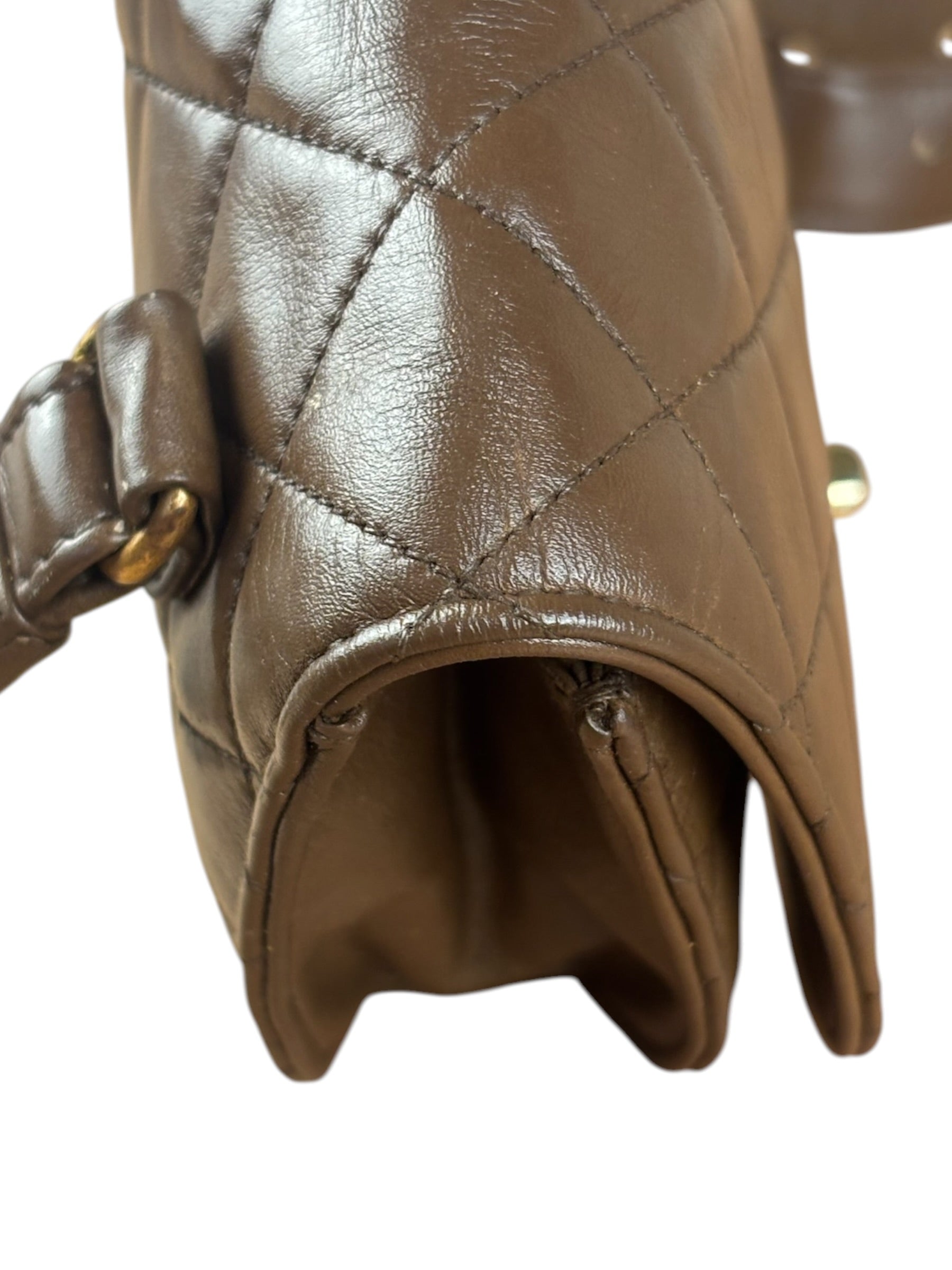 Chanel Brown Quilted Waist Bag 1990