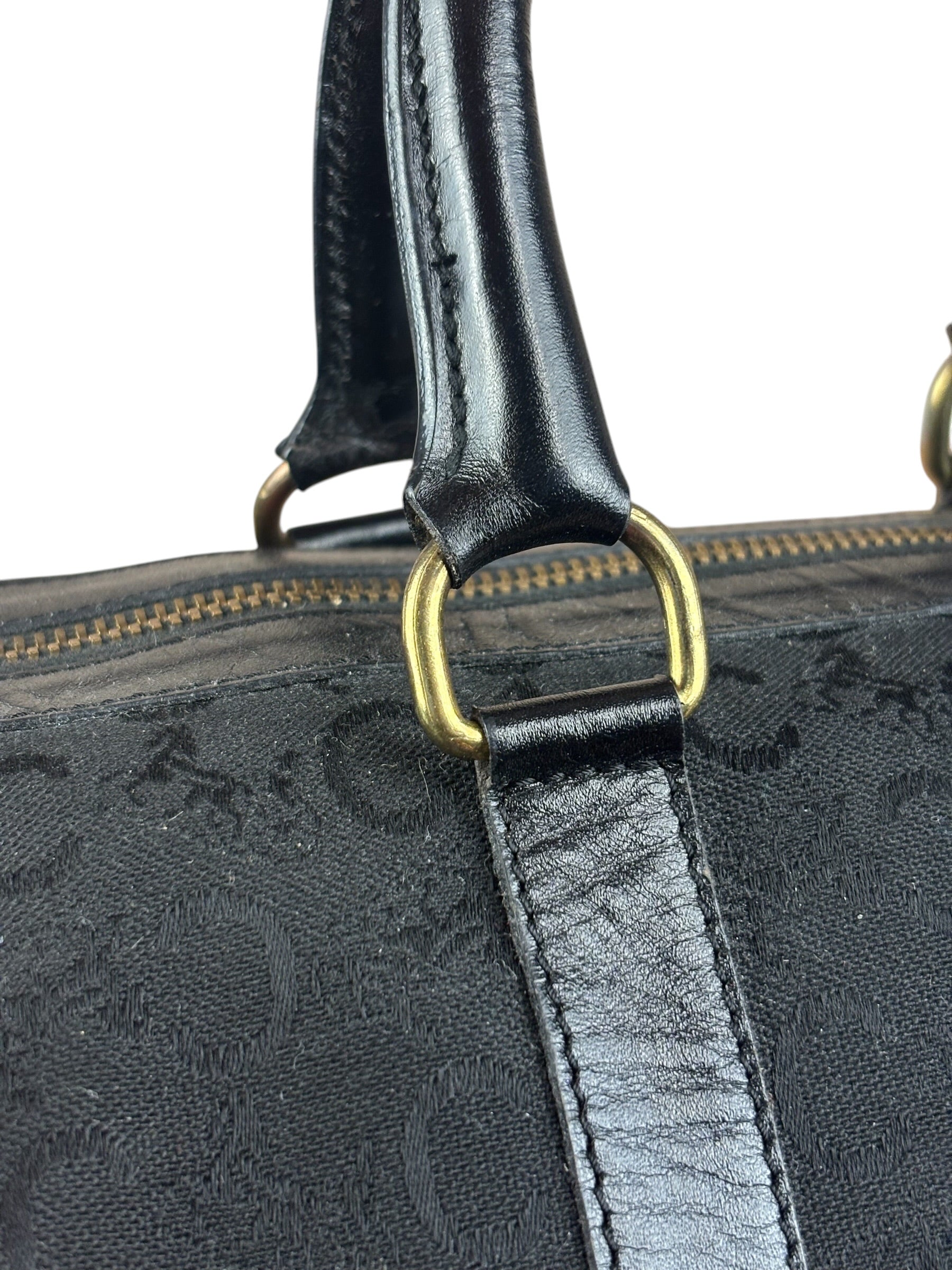 Celine Black Leather Wear Macadam Monogram Mini Boston Bag