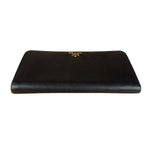 Prada Saffiano Leather Snap Long Wallet Black