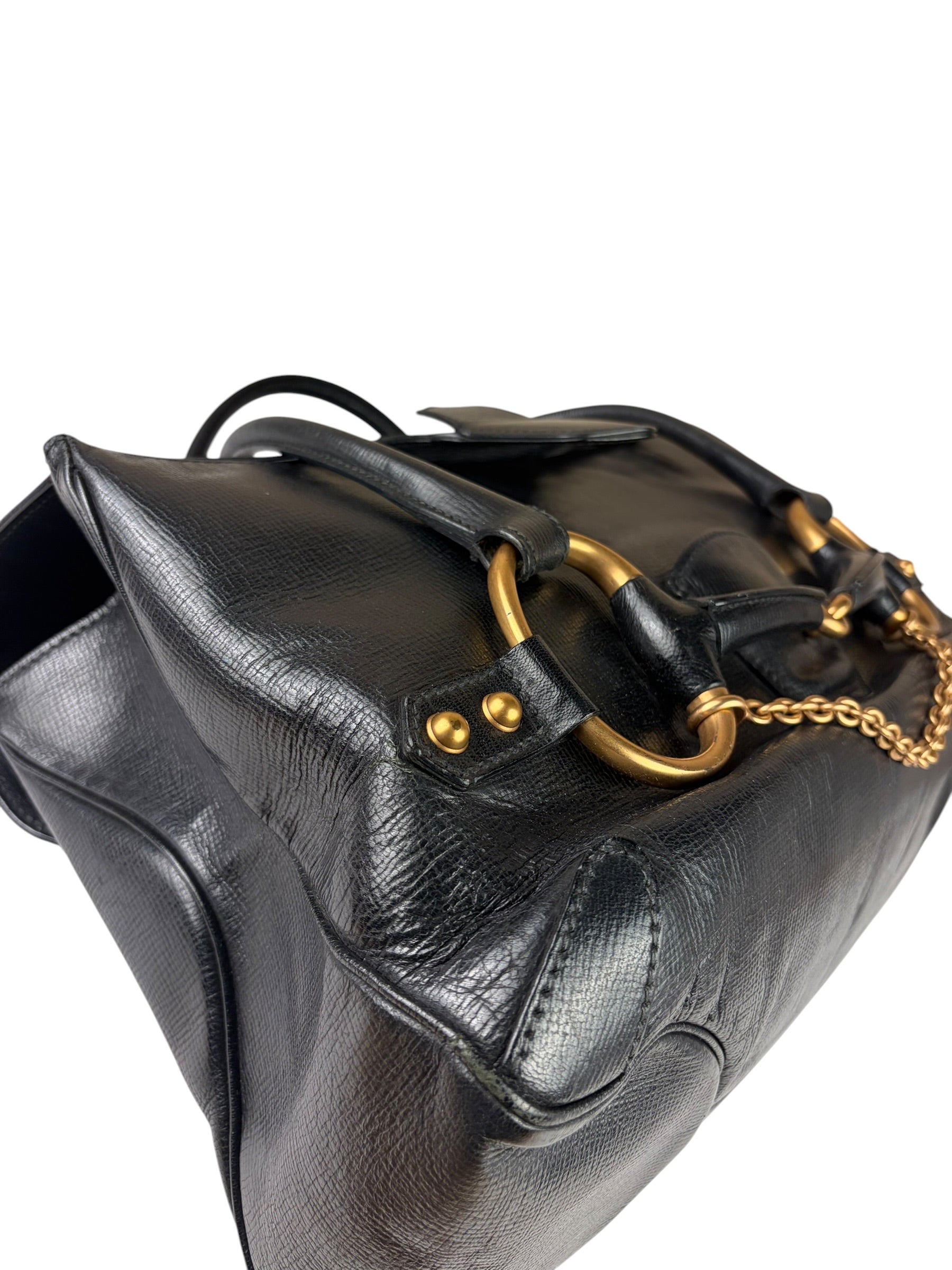 Gucci Vintage Black Horsebit Flap Bag