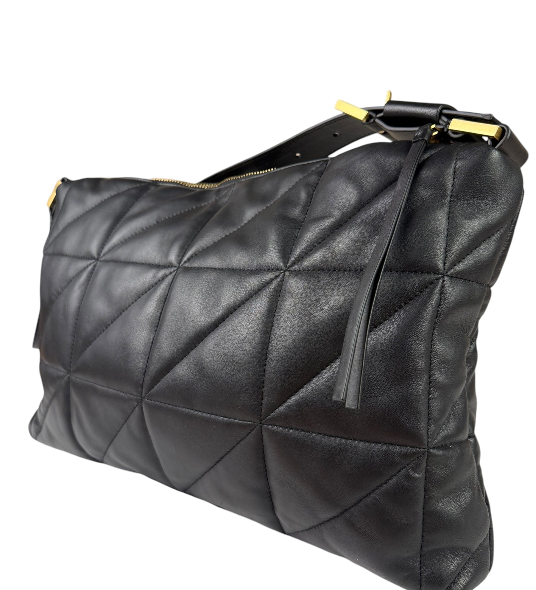 AllSaints Black Quilted Leather Edbury Shoulder Bag