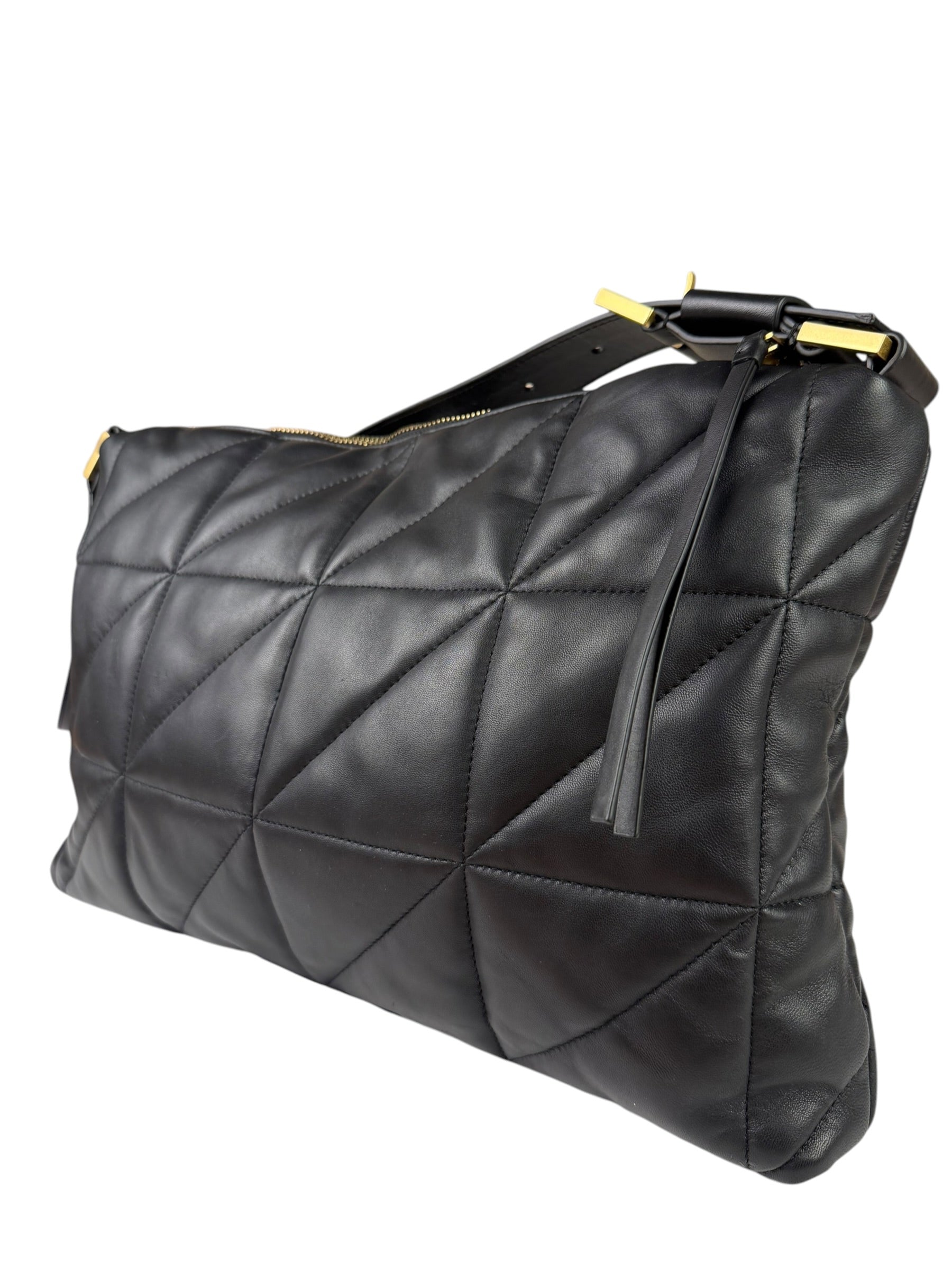 AllSaints Black Quilted Leather Edbury Shoulder Bag