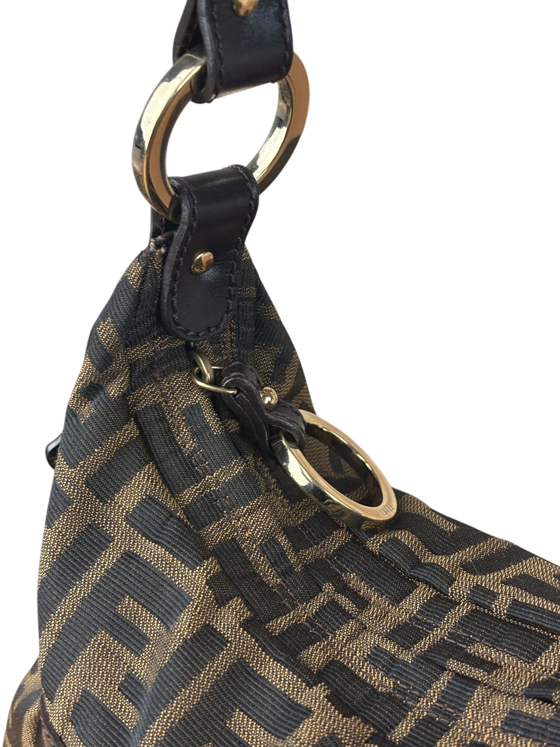 Fendi Vintage Dark Brown Zucca Chef Hobo Bag