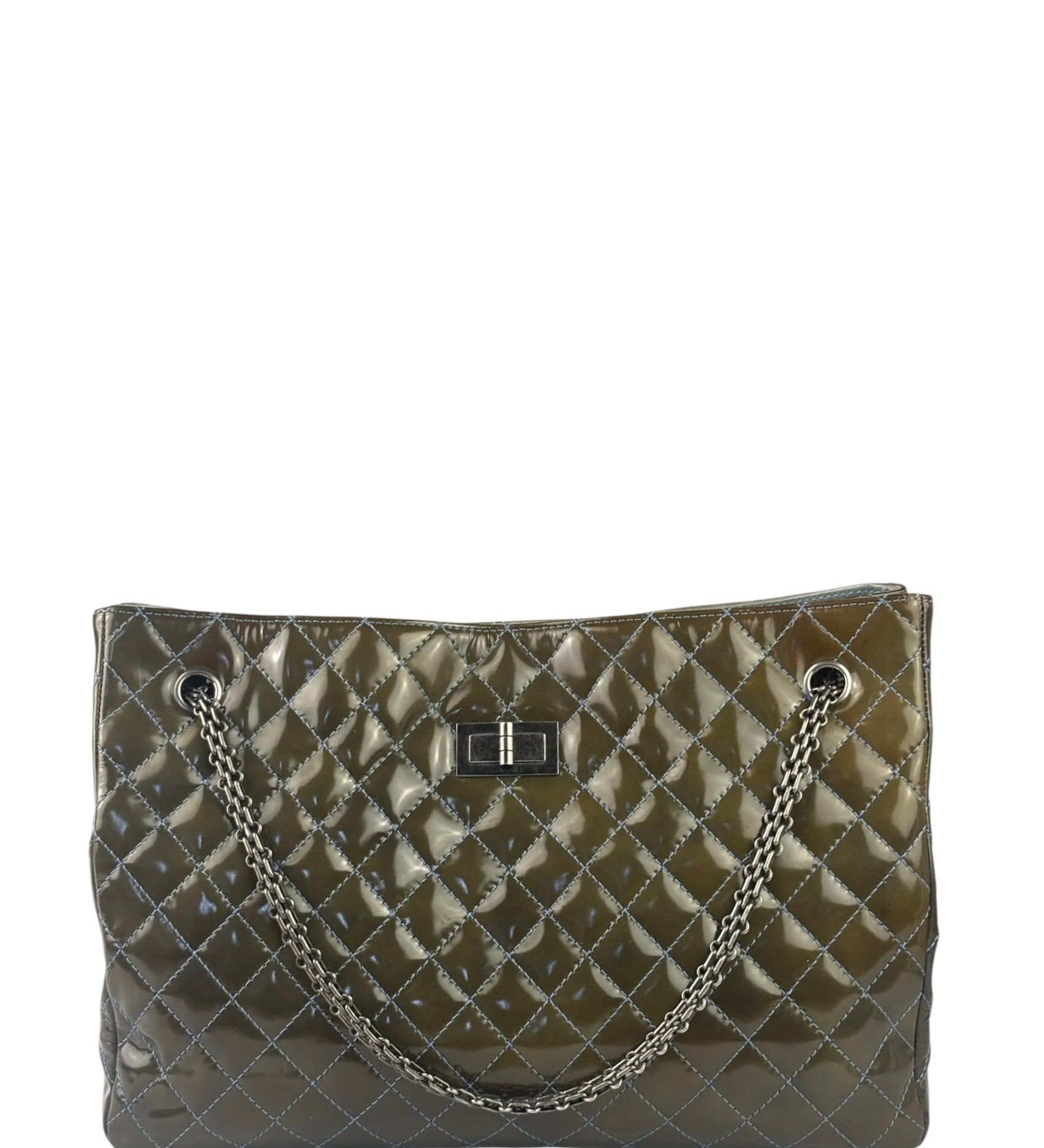 Chanel Green Quilted Patent Leather Reissue XL Tote 2011