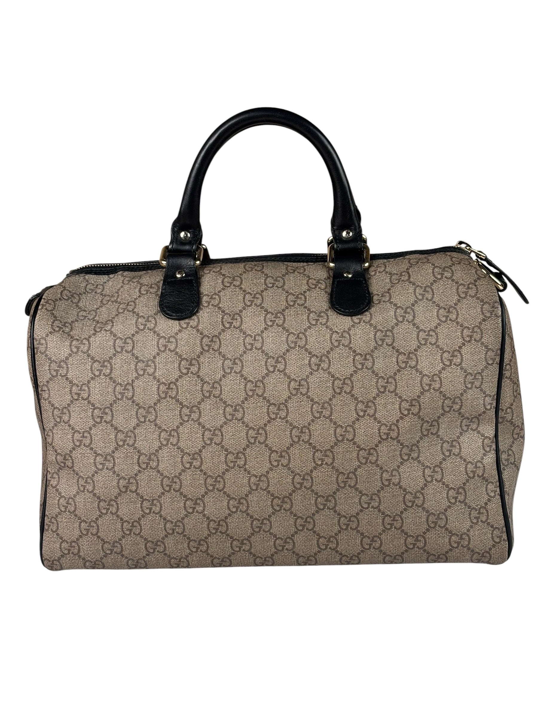 Gucci Beige Leather Gg Supreme Italian Flag Joy Boston Bag