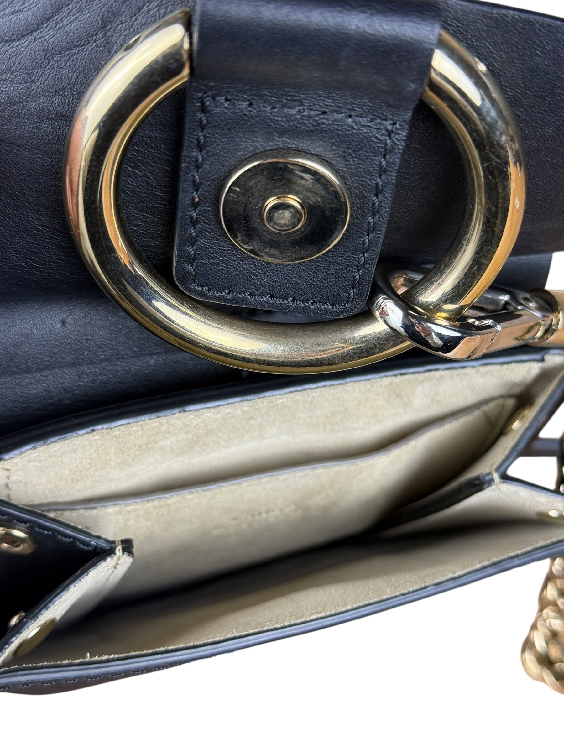 Chloé Suede Black Leather Faye Mini Bracelet Bag