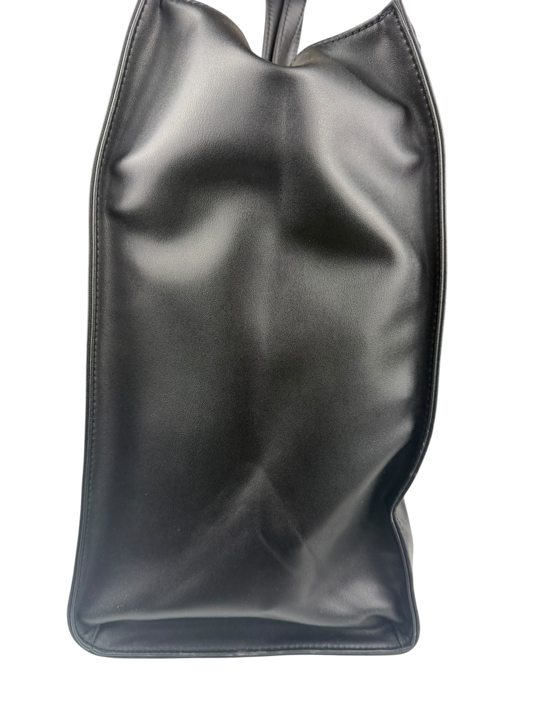 Telfar Black Leather Unisex Shopping Bag