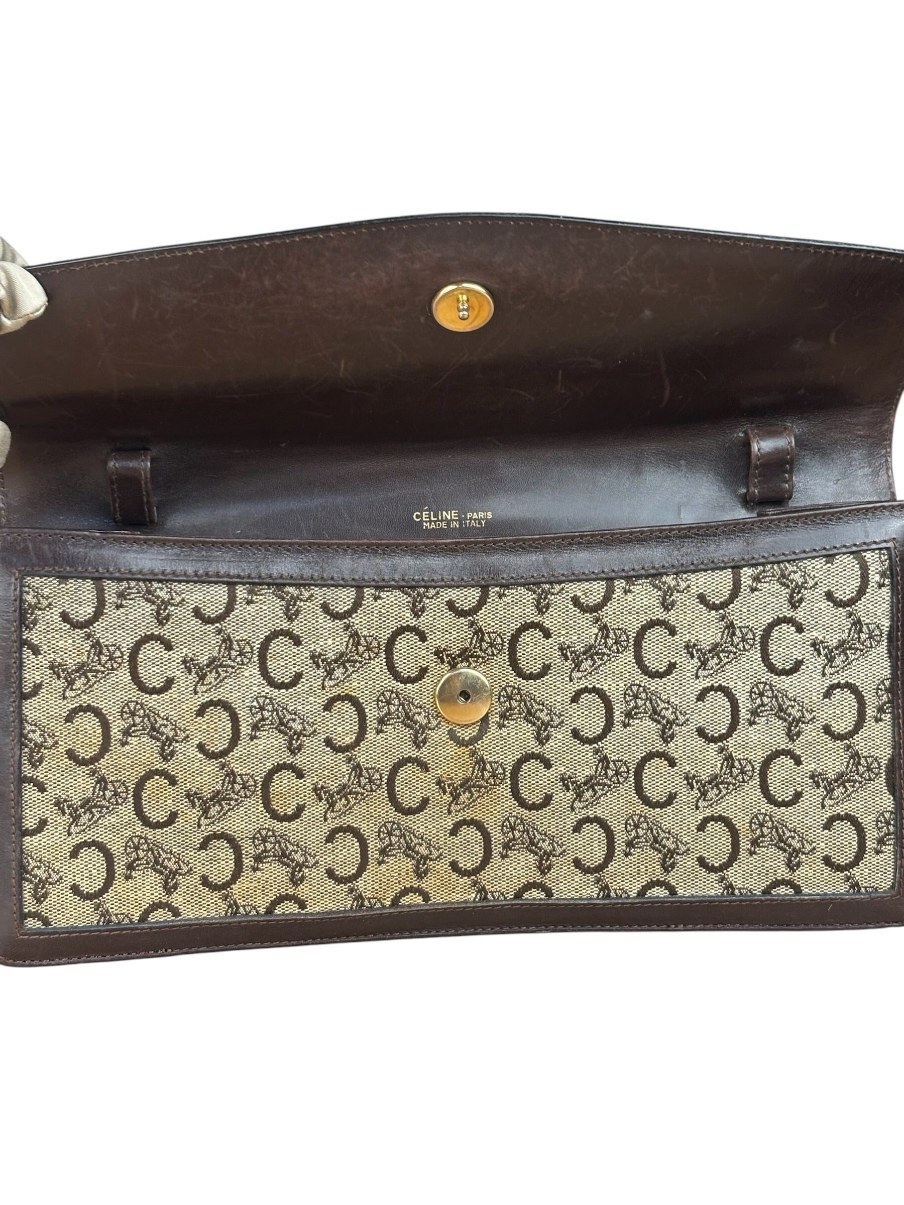 Celine Leather Trim C Sulky Shoulder Bag No Strap
