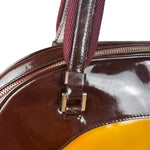 Prada Vintage Yellow/Burgundy Patent Leather Bowler Shoulder Bag