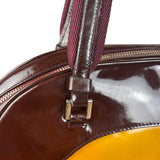 Prada Vintage Yellow/Burgundy Patent Leather Bowler Shoulder Bag