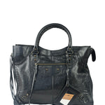 Balenciaga Black Lambskin Moto Work Two-Way Bag