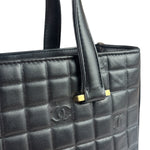 Chanel Vintage Black Leather Chocolate Bar Tote Bag 1992