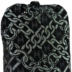 Chanel Black CC Jacquard Chain Silver Metallic Bowler Handbag 2005