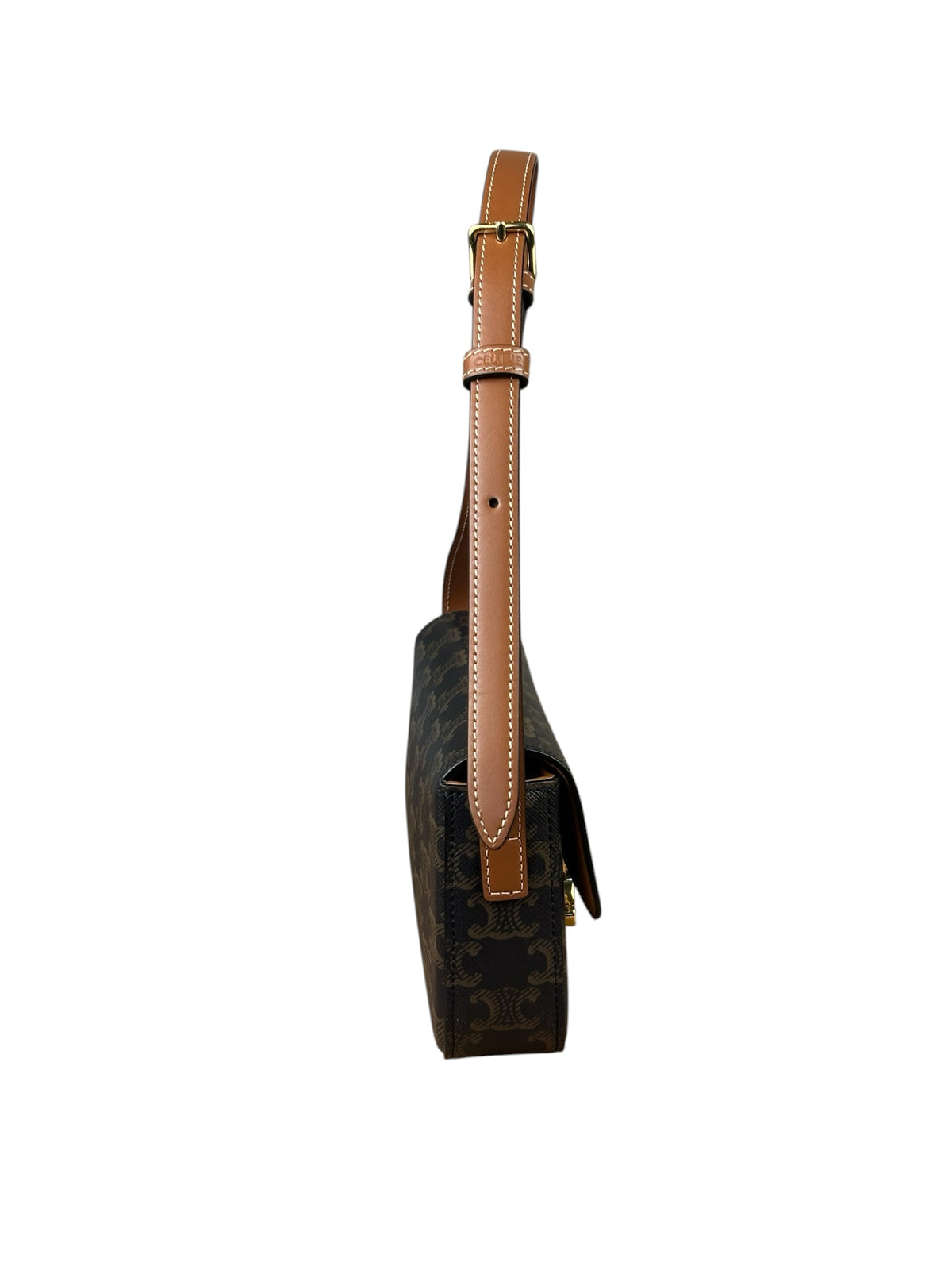 Celine Black/Brown Leather Triomphe Claude Flap Bag