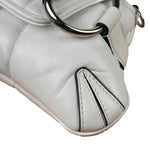 Gucci White Leather Horsebit Shoulder Bag