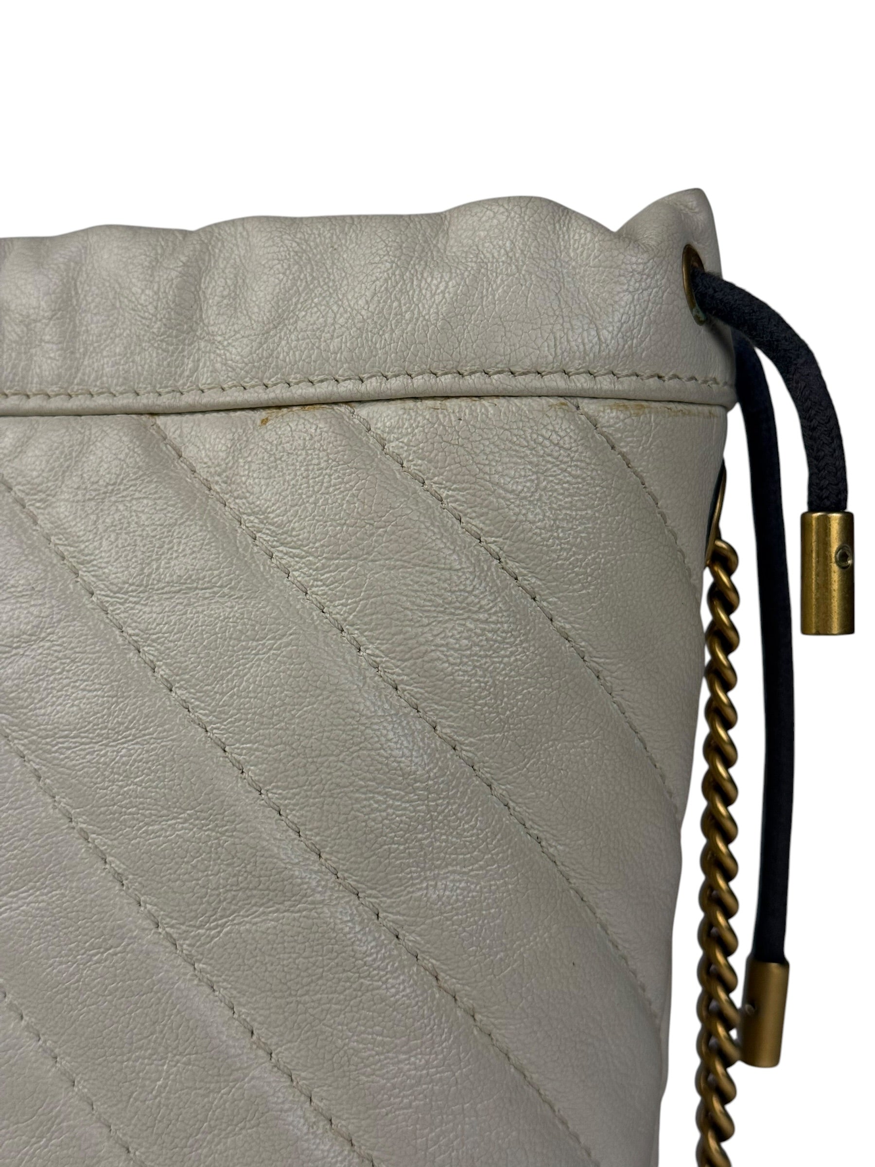 Gucci GG Ivory Leather Marmont Chain Bucket Bag
