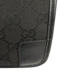 Gucci Black Canvas Leather Trim Shoulder Bag