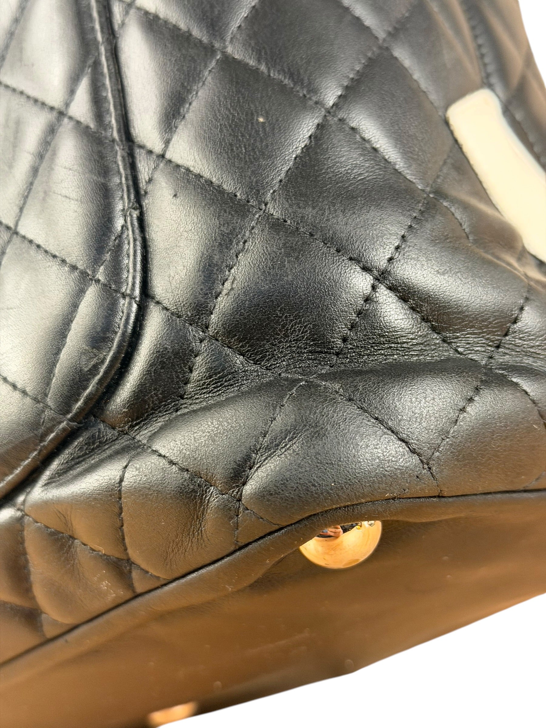 Chanel Black Leather Cambon Ligne Tote 2003