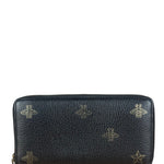 Gucci Black Leather Bee Long Zip Wallet