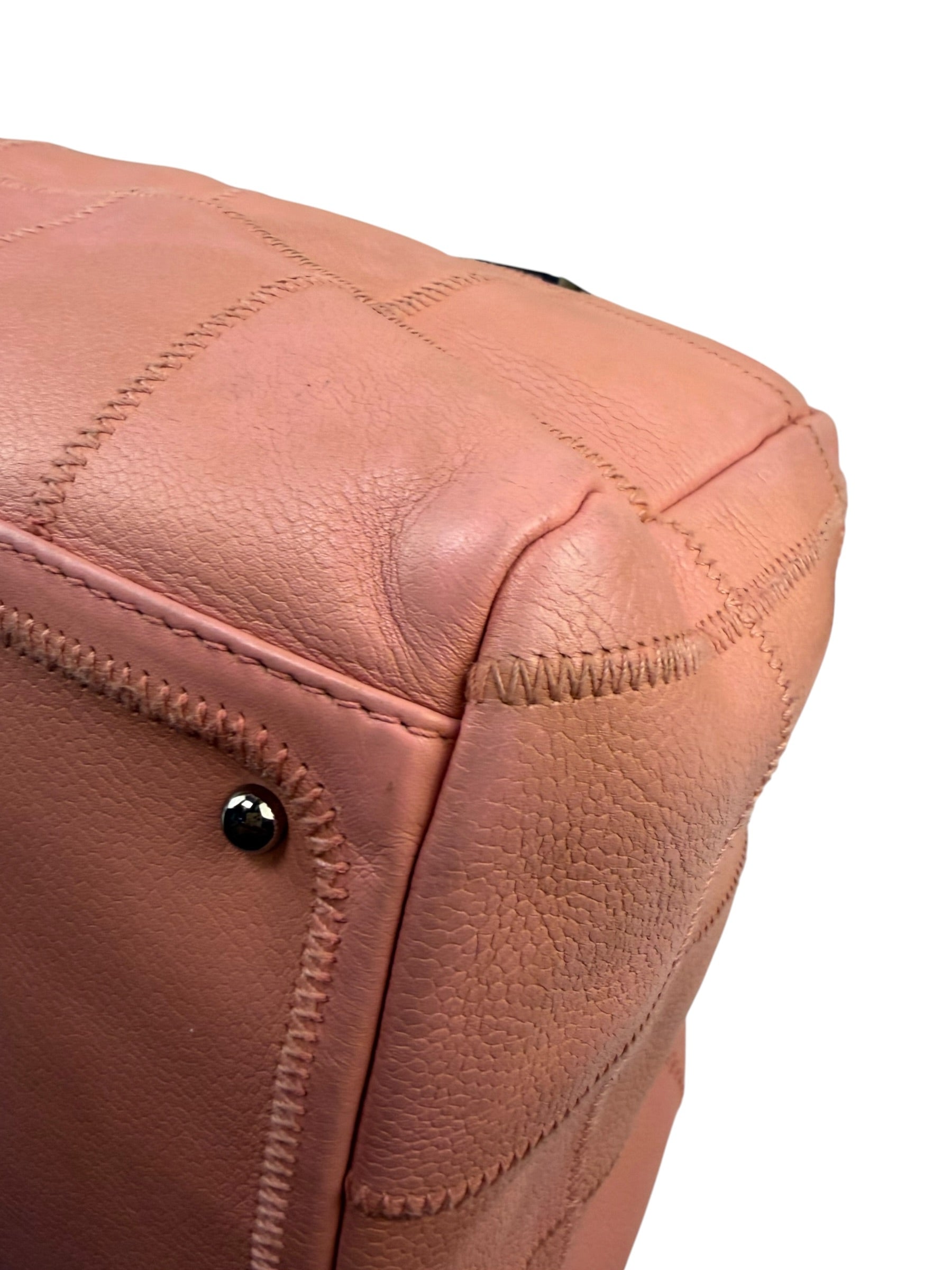 Chanel Pink Caviar Leather Chocolate Bar Bowler Bag 2003