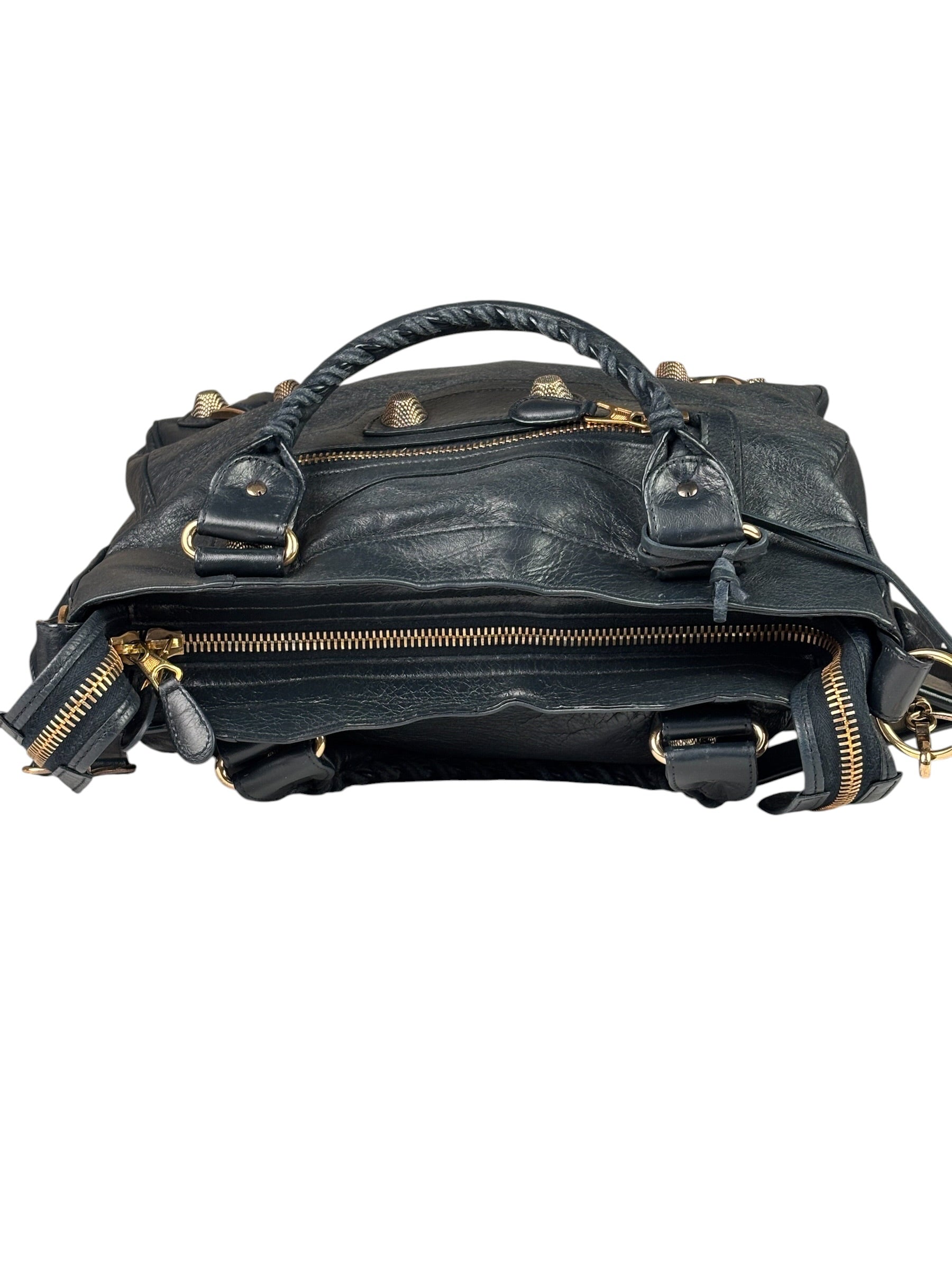 Balenciaga Vintage Navy Leather City Two-Way Bag
