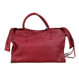 Balenciaga Red Leather Blackout City Two-Way Bag