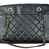 Chanel Vintage Black Quilted Mademoiselle Leather Shoulder Bag