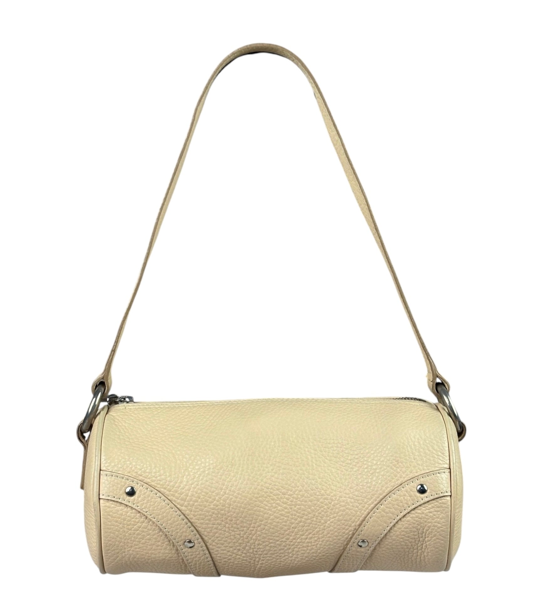 Burberry Cream Calfskin Barrel Shoulder Bag