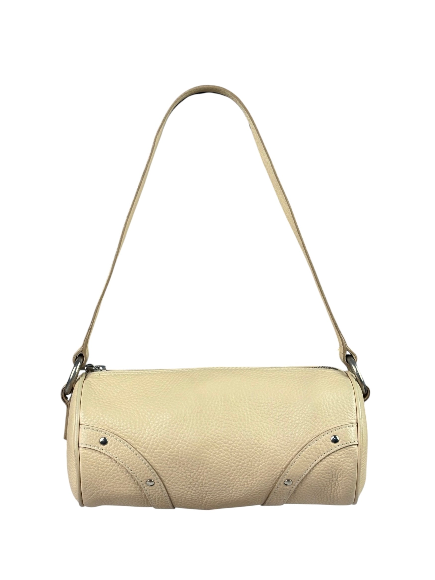 Burberry Cream Calfskin Barrel Shoulder Bag