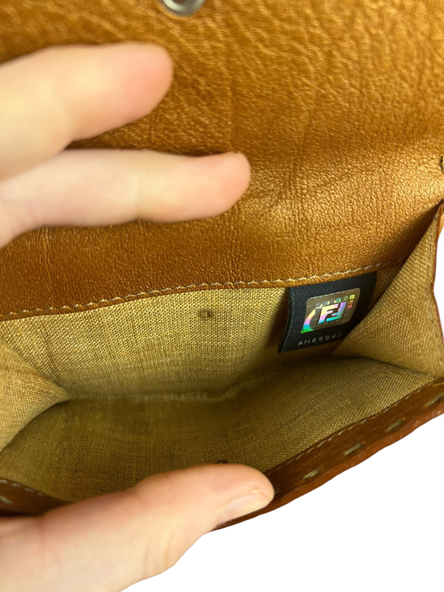 Fendi Bronze Bi-Fold Pebbled Leather Wallet