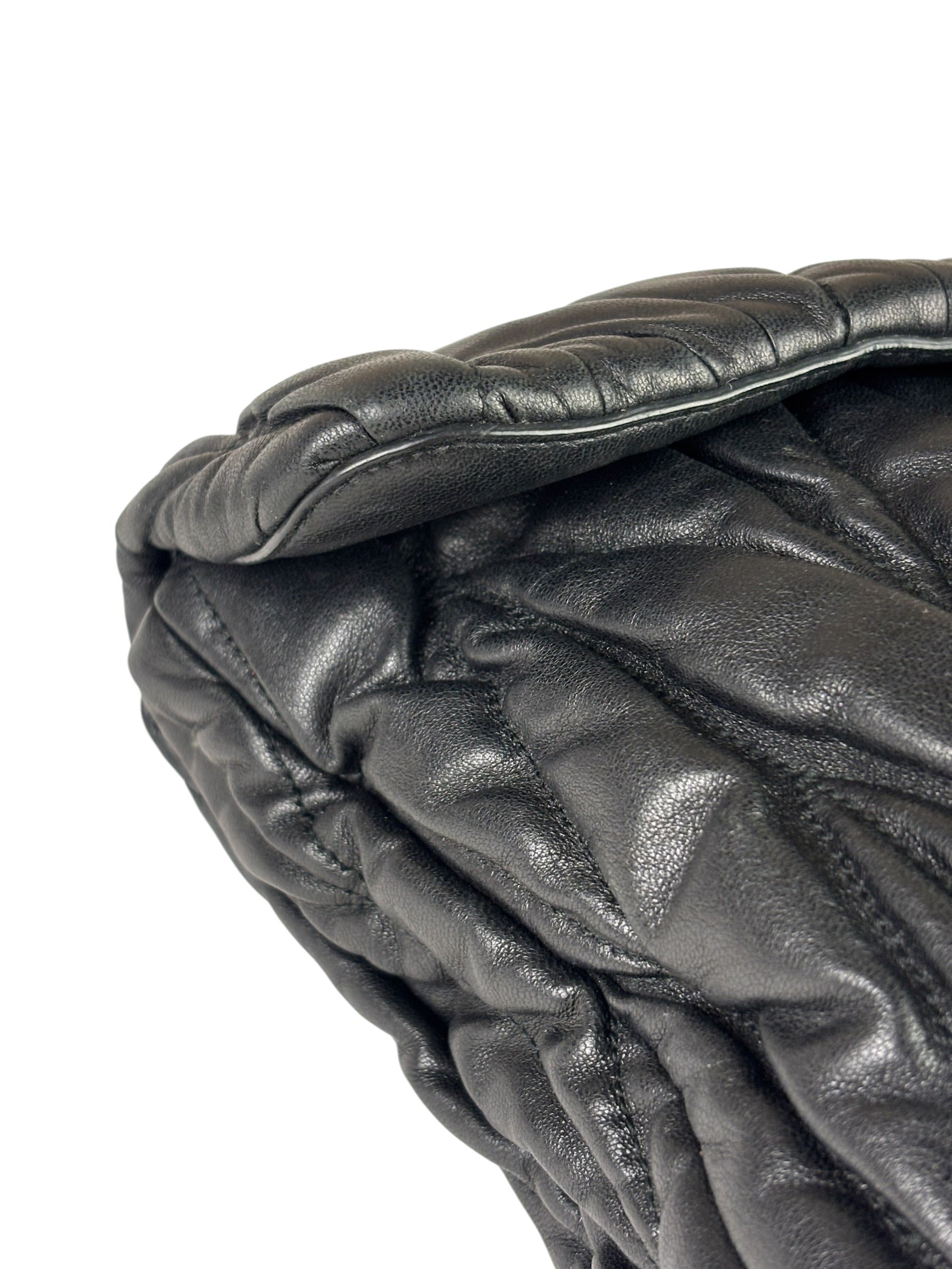 Miu Miu Black Leather Matelasse Shoulder Bag