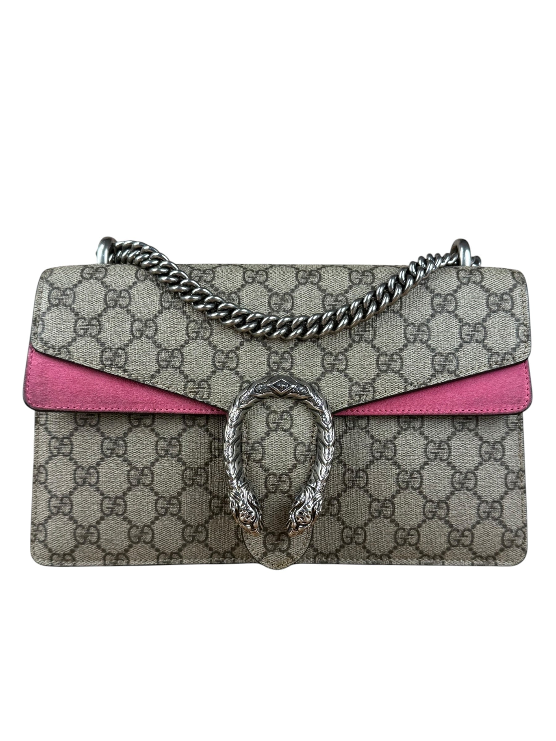 Gucci Dionysus GG Supreme Shoulder Bag Beige/Pink