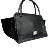 Celine Black Leather/Suede Trapeze Medium Handbag