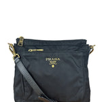 Prada Black Tessuto Nylon Leather Trim Crossbody Shoulder Bag
