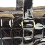 Chanel Black Leather Patent Chocolate Bar Bowler Hand Bag