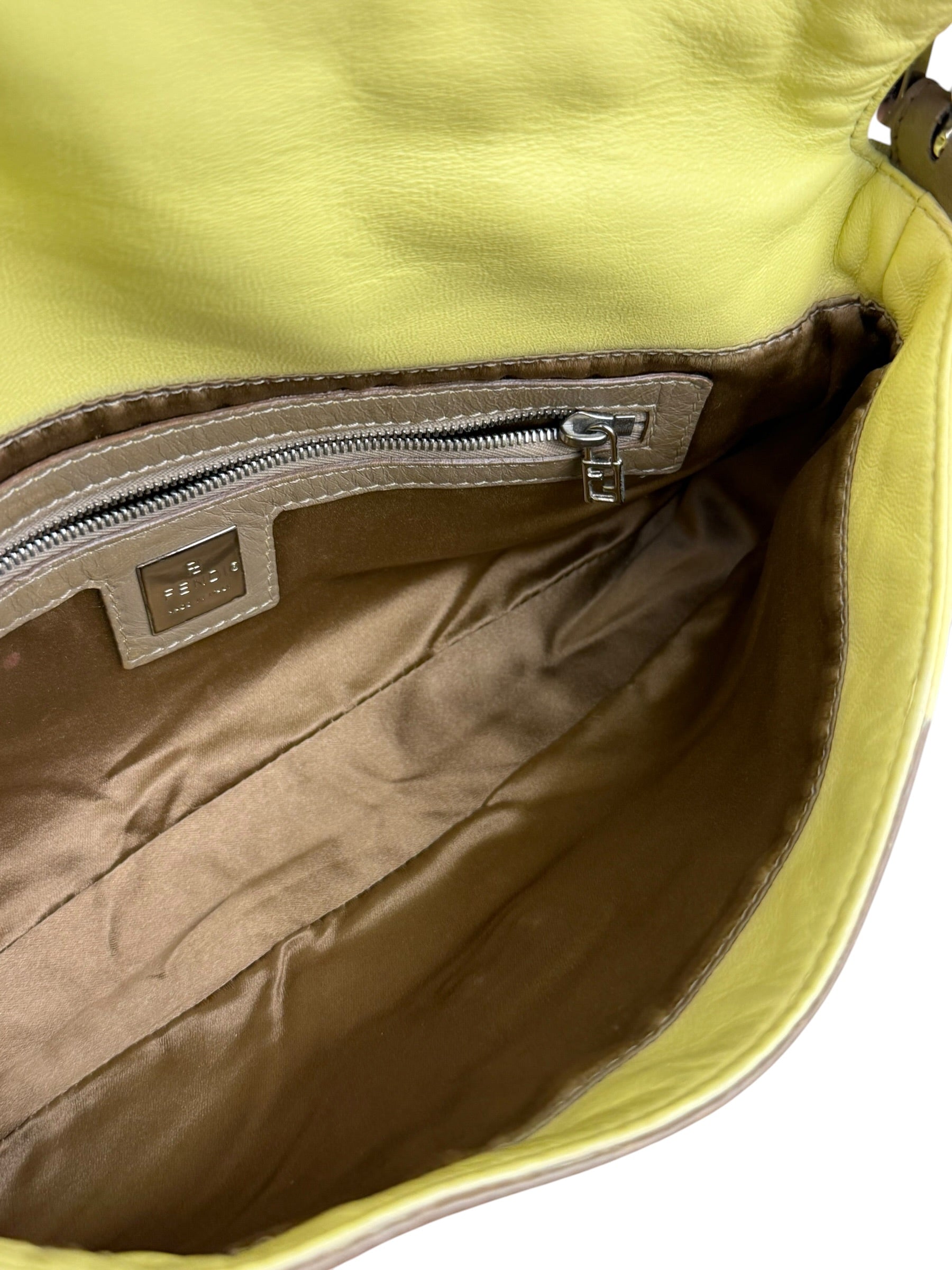 Fendi Yellow Wave Buckle Leather Baguette