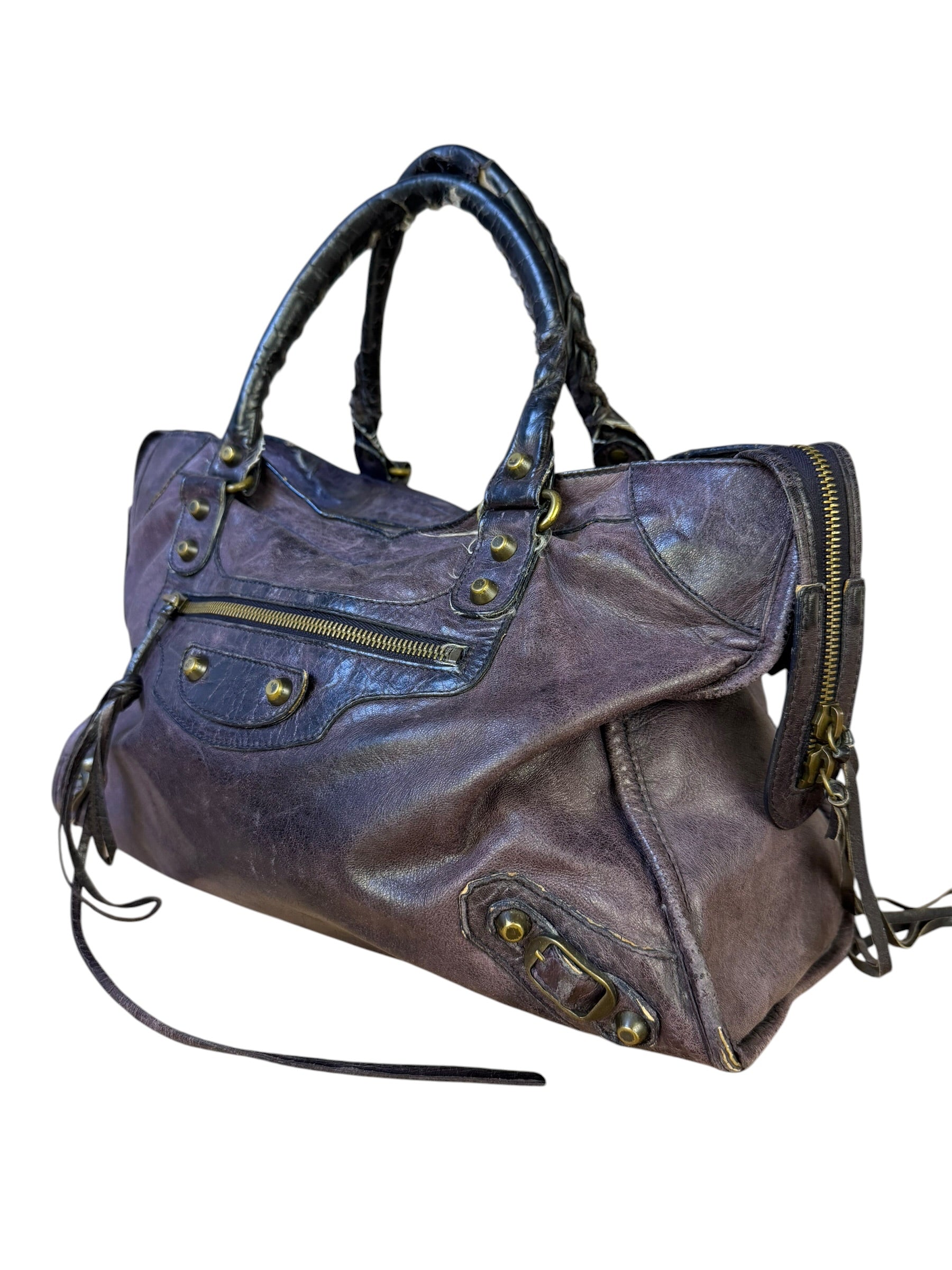 Balenciaga Vintage Purple Classic Motorcycle City Bag