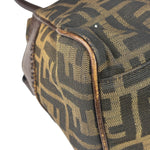 Fendi Vintage Brown Leather Trim Zucca De Jour Media Tote