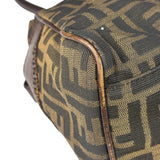 Fendi Vintage Brown Leather Trim Zucca De Jour Media Tote