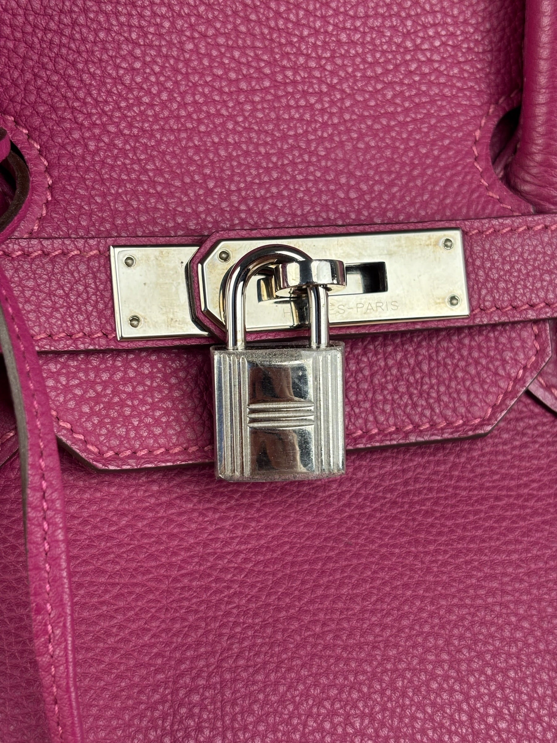 Hermes 2013 Plum Clemence Leather Palladium Birkin 35