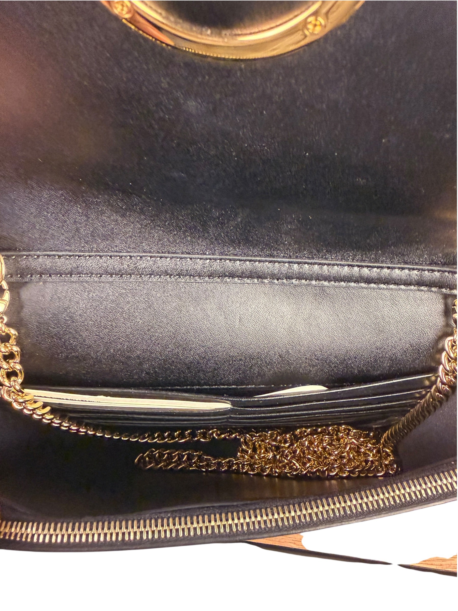 Fendi Black Leather Envelope Wallet On Chain