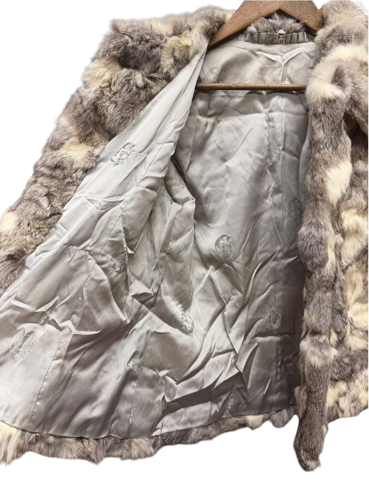 Vintage Cream/Grey Rabbit Fur Coat