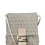 Fendi Pastel Pink Leather Trim Zucca Flap Vitello Tube Messenger Bag
