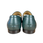 Gucci Green Leather Jordaan Horsebit Loafers