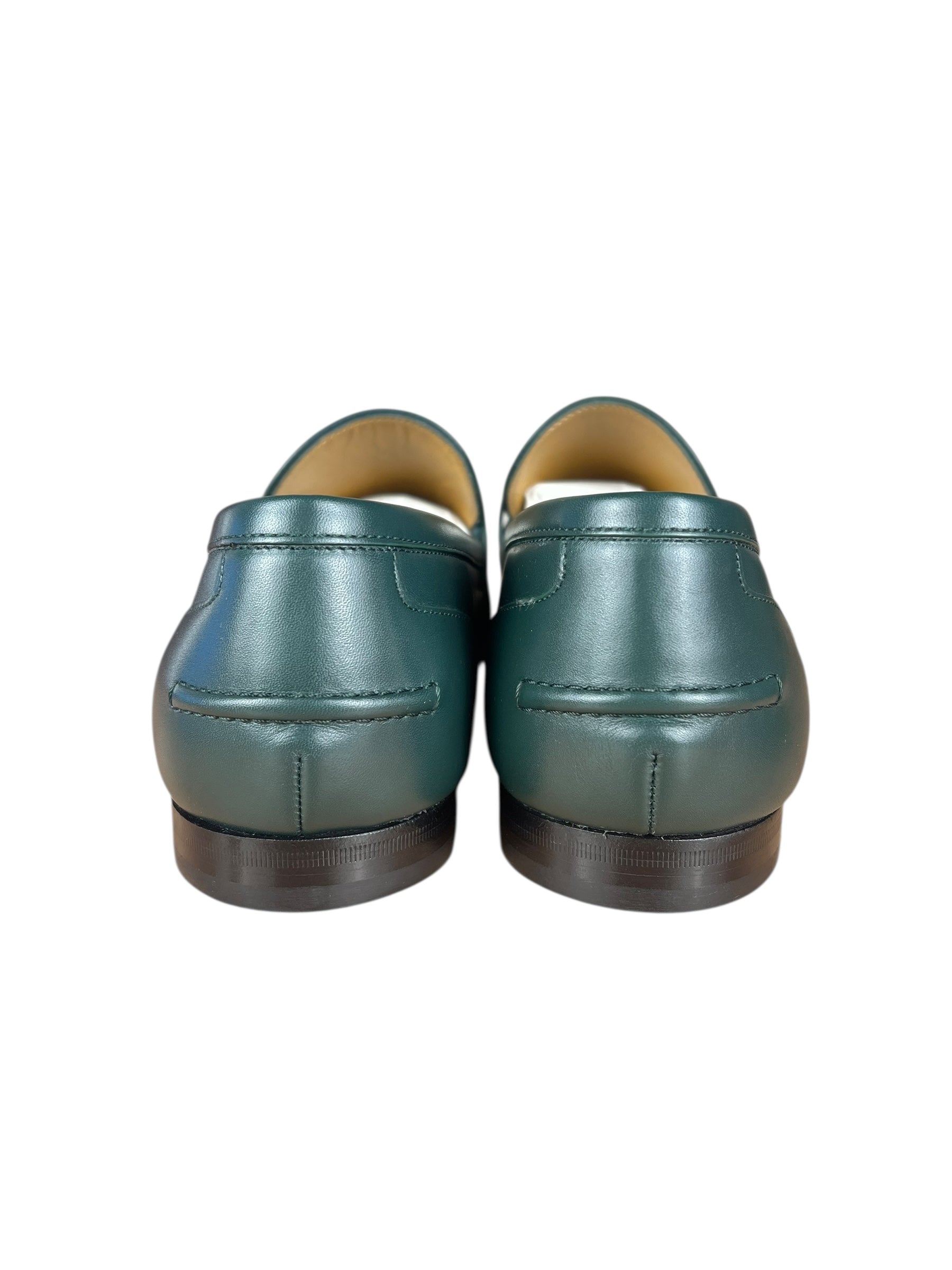 Gucci Green Leather Jordaan Horsebit Loafers