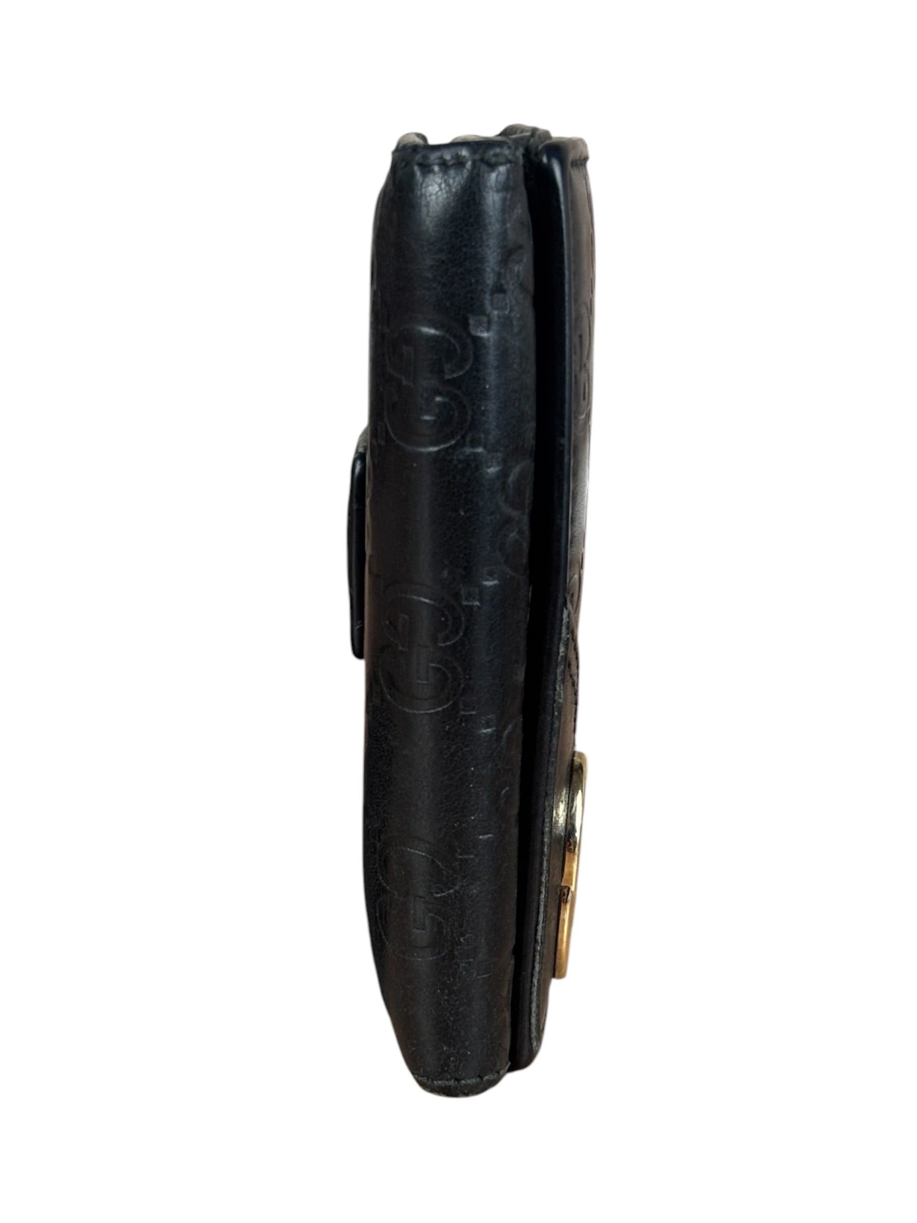 Gucci GG Vintage Black Guccissima Sukey French Flap Wallet
