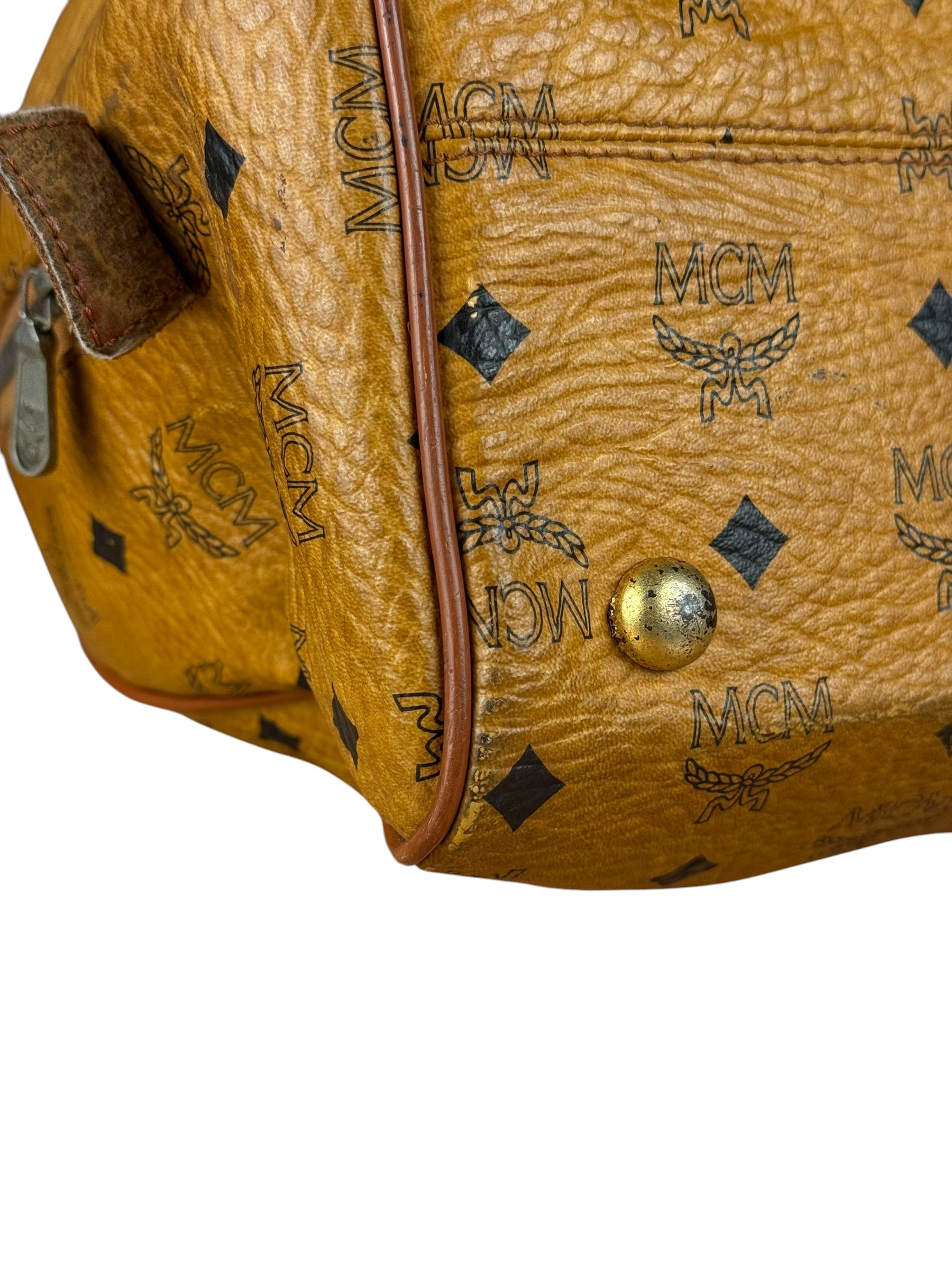 MCM Vintage Leather Logo Boston Handbag